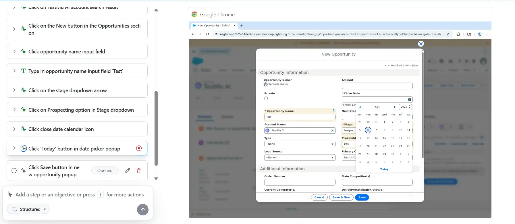 Salesforce Testing Set Close Date