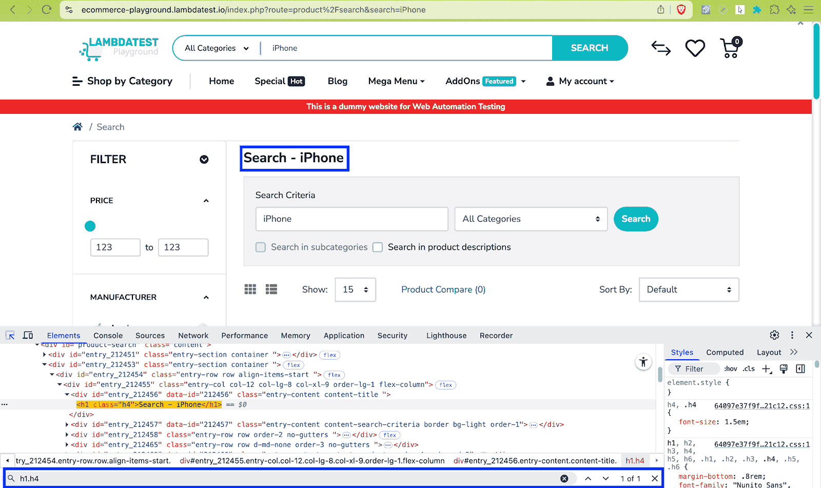 Search text in DOM Search text in DOM