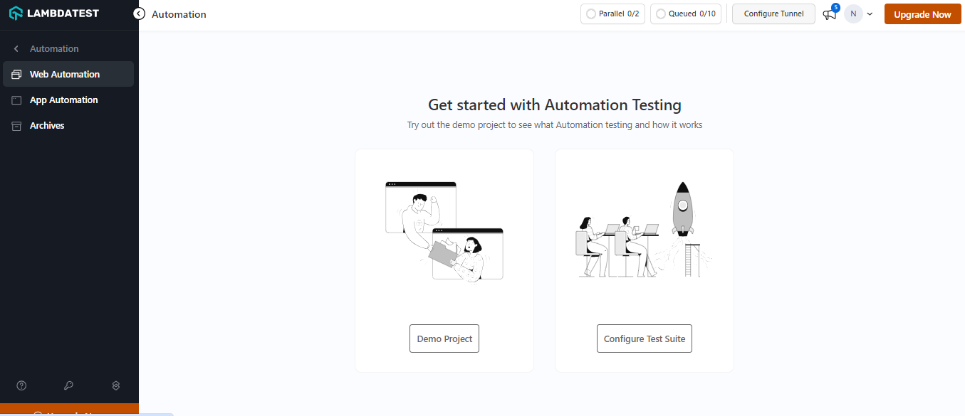 select your preferred automation framework