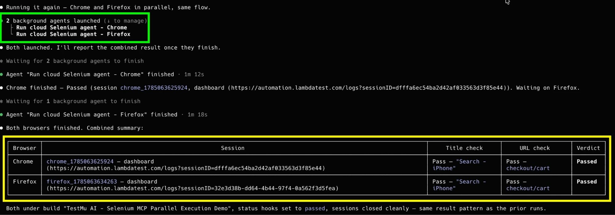 Selenium MCP parallel execution combined summary Selenium MCP parallel execution combined summary