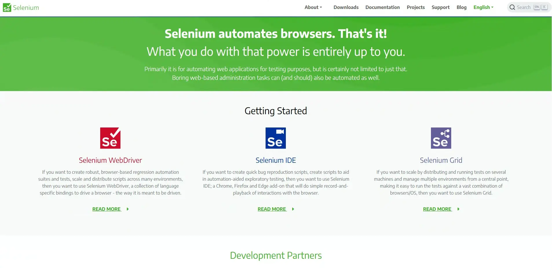 Selenium WebDriver open-source test automation framework homepage