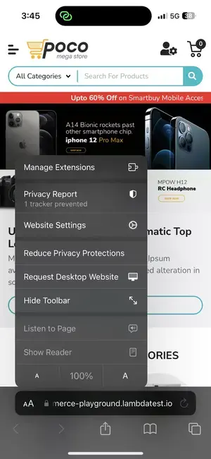 Tap on Request Desktop Website