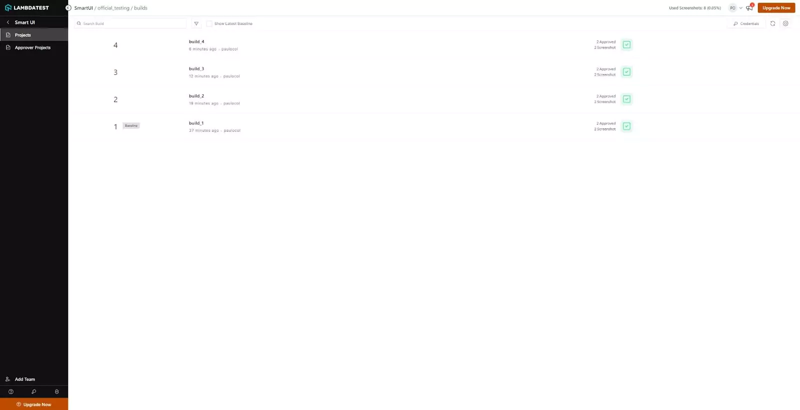 test status and the screenshots taken test status and the screenshots taken
