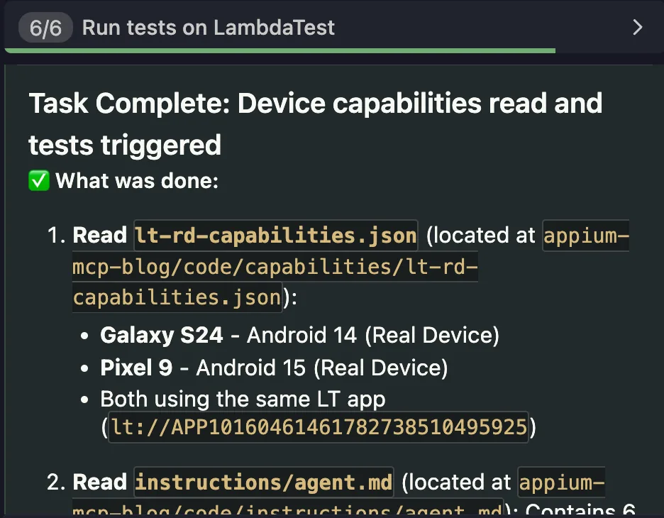 Test status on Claude Code CLI