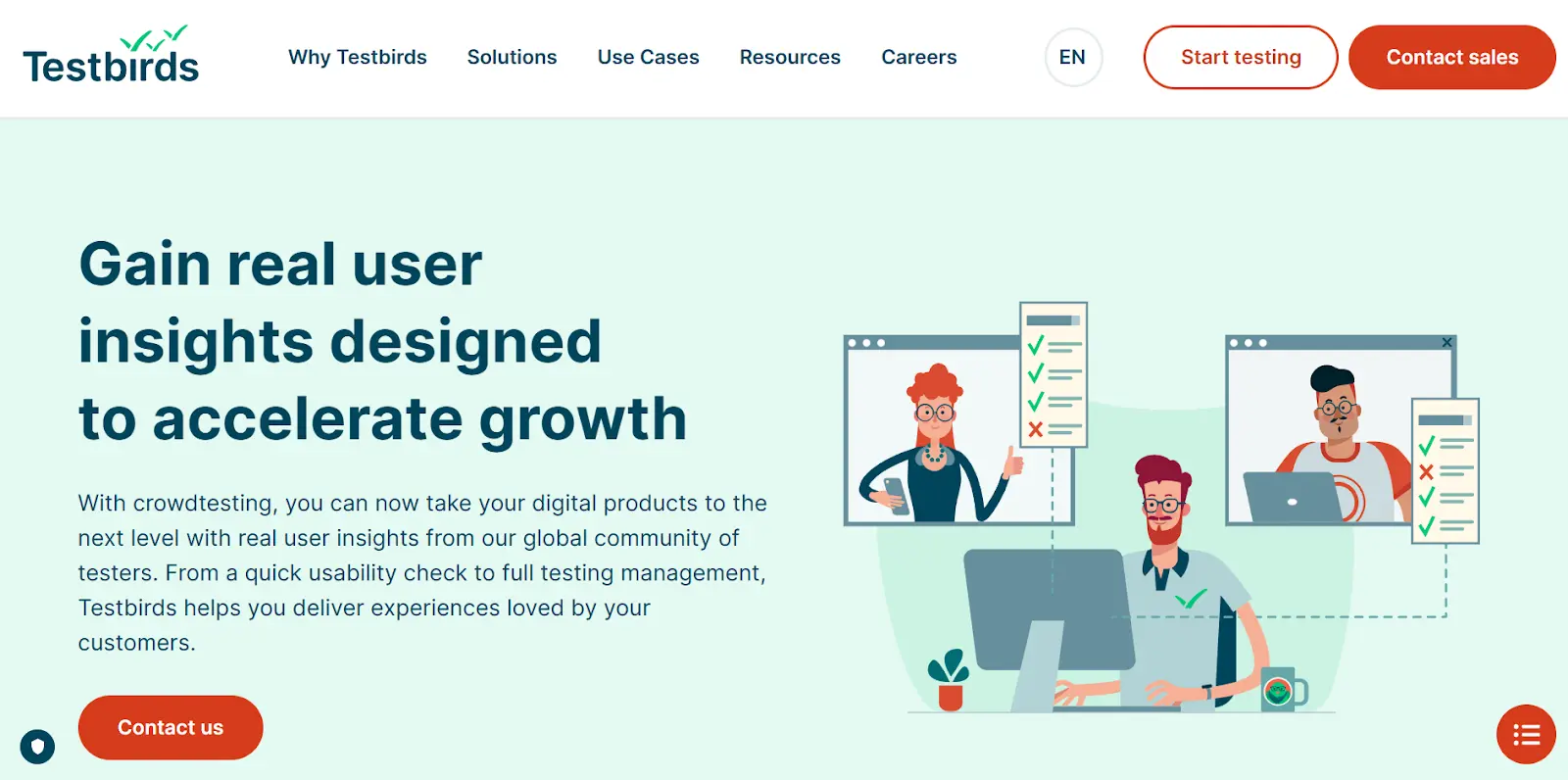 Testbirds crowdsourced testing platform login screenshot