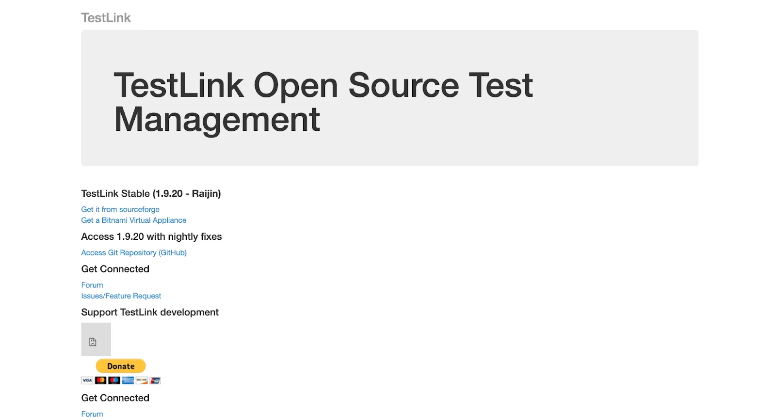 TestLink home page TestLink home page