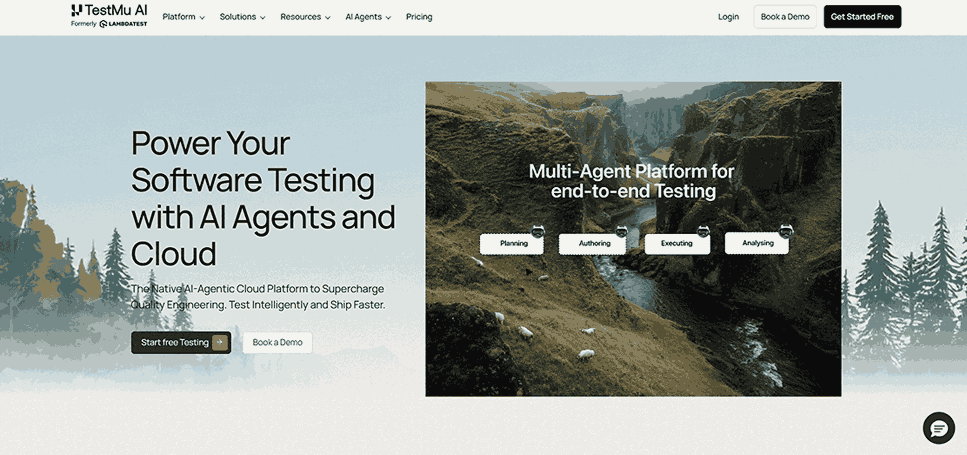 TestMu AI platform screenshot showing full-stack agentic AI quality engineering dashboard