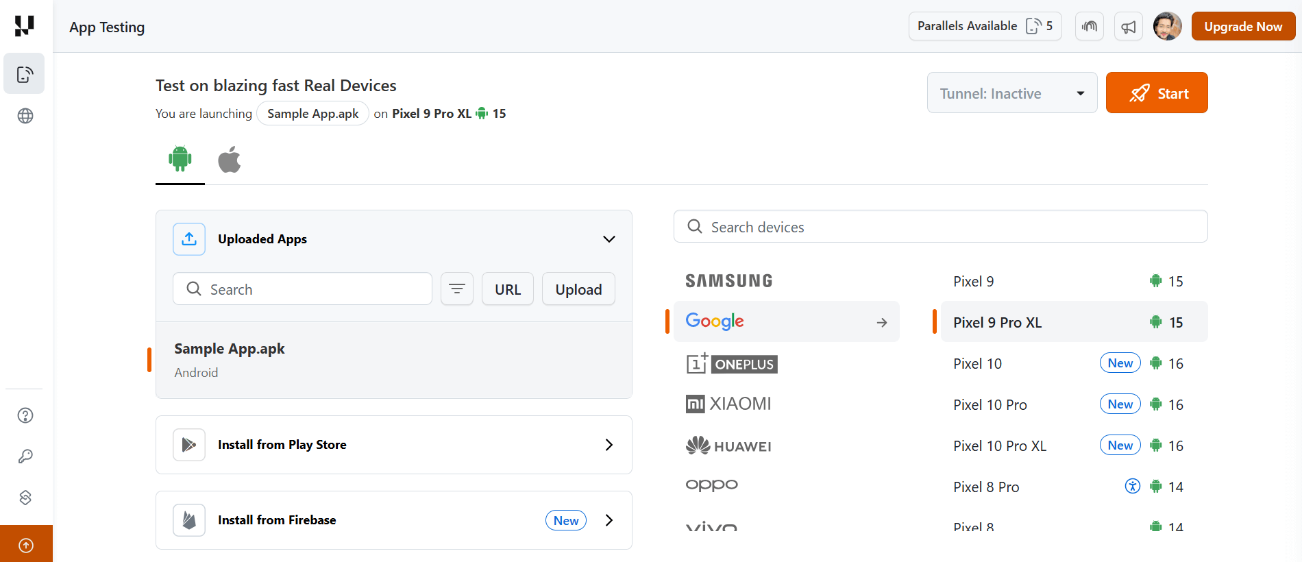 TestMu AI App Testing Real Device Console