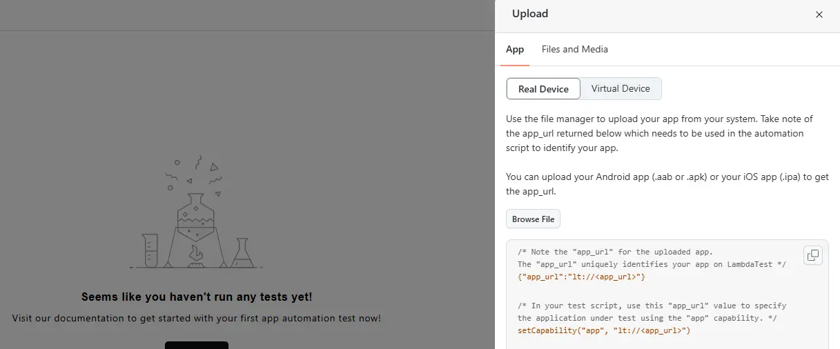 Upload Android App for Real Devices