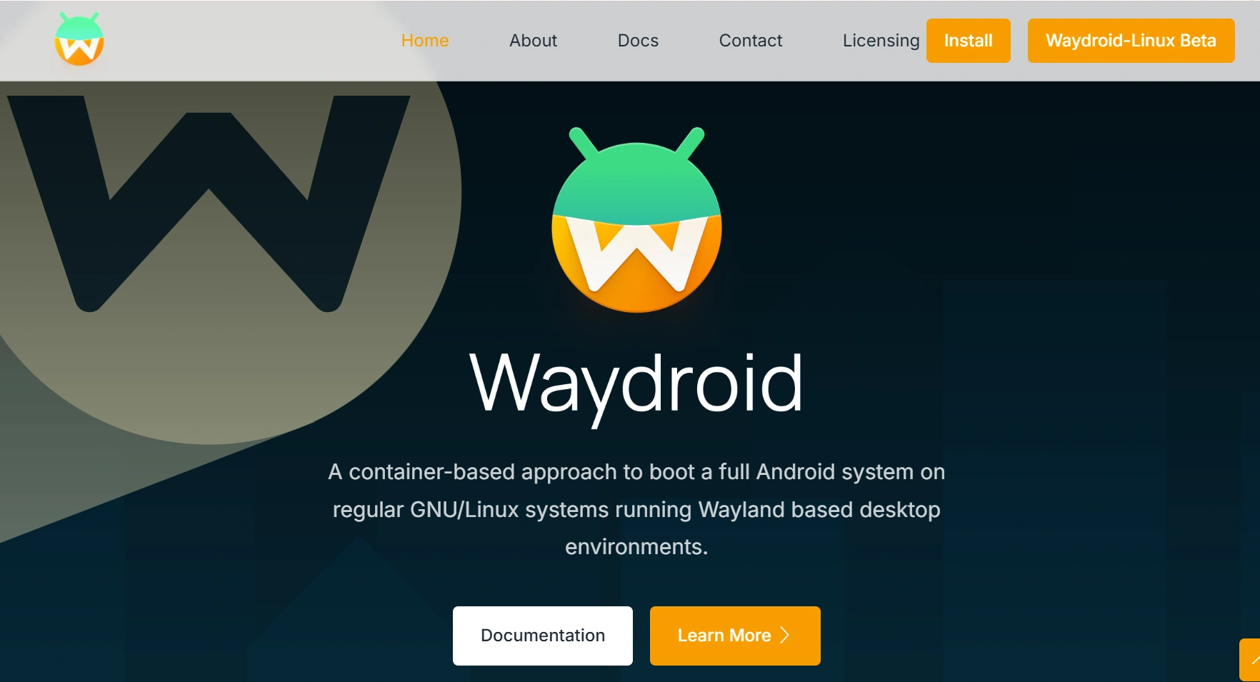 Waydroid Android container Waydroid Android container running Android 13 on a Linux desktop