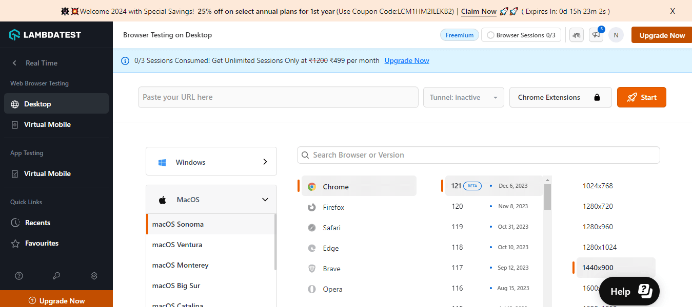 your web URL and select the test