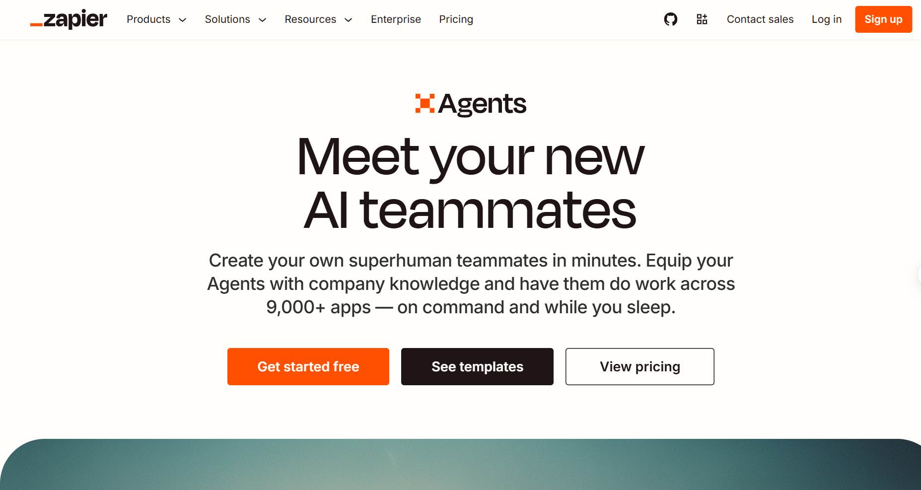 Zapier Agents - Best AI Agent Builder for App Coverage Zapier Agents interface showing an AI agent configured with knowledge sources and app actions