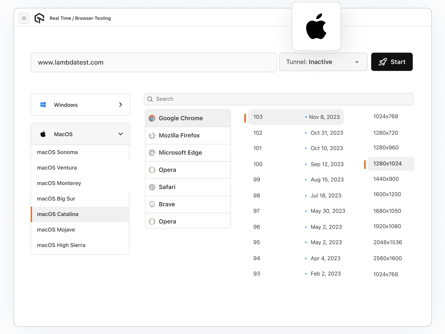 Live Interactive Testing on macOS Catalina Browsers