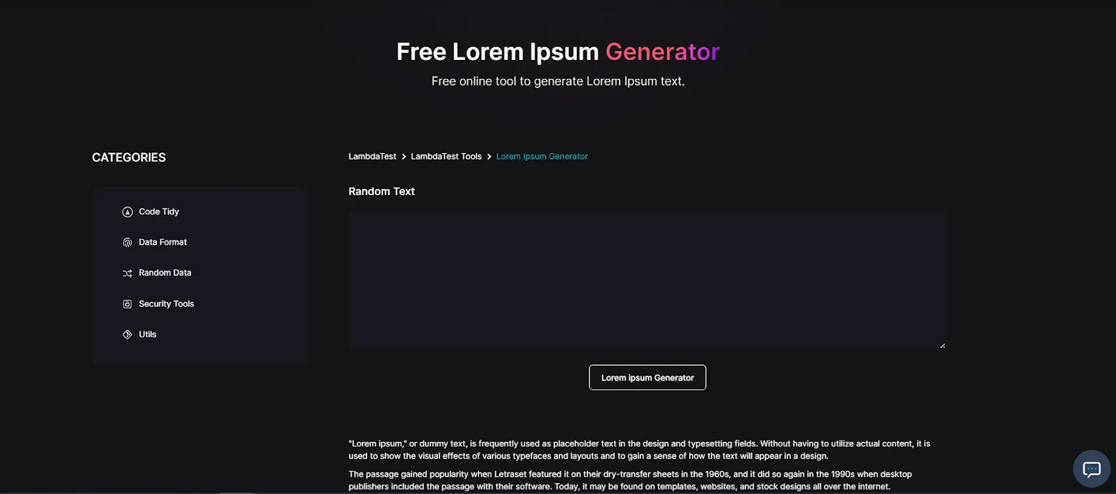 Lorem Ipsum Generator