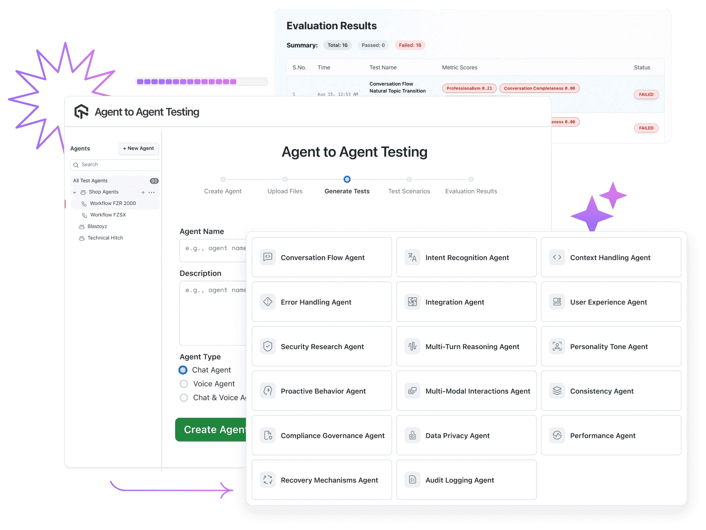 Agentic Testing Cloud is a unified platform designed to test AI agents like chatbots and voice assistants across real-world scenarios, ensuring their accuracy, reliability, efficiency, and overall performance.