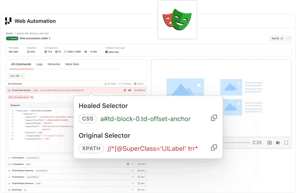 Auto Healing Agent for Reliable Test Automation
