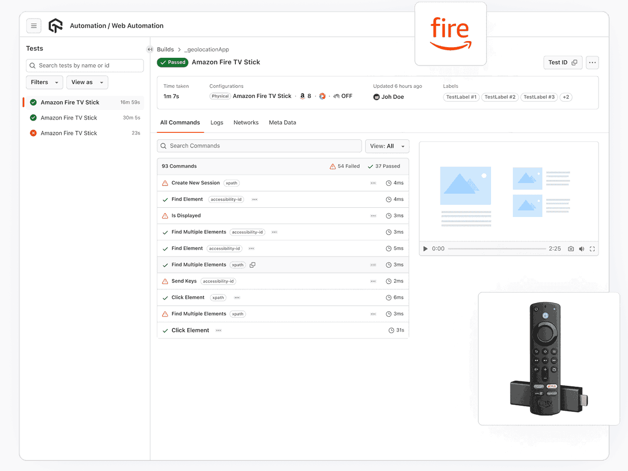 Run Amazon Fire TV Test Automation