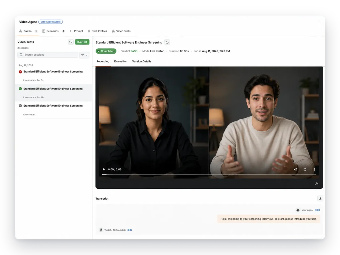 #1 AI Video Agent Testing Platform