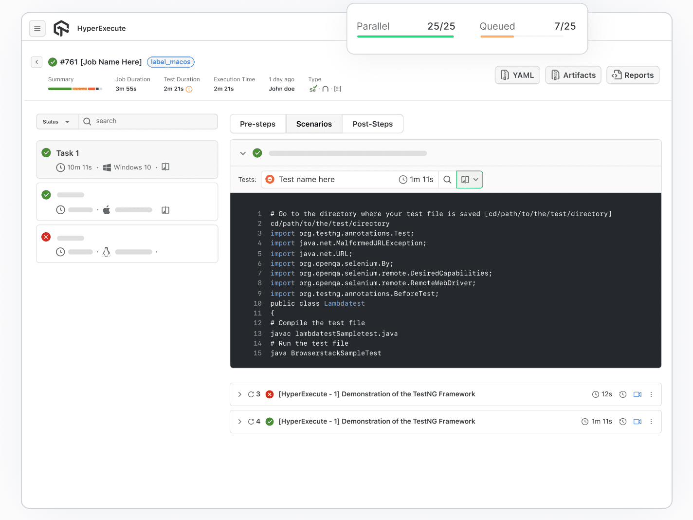 Massive Parallel Testing on browsers