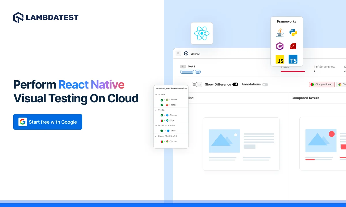 React Native Visual Testing On Cloud | Compare Image layouts | TestMu ...