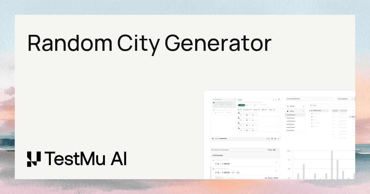 Free Random City Generator | Generate Random Cities Online
