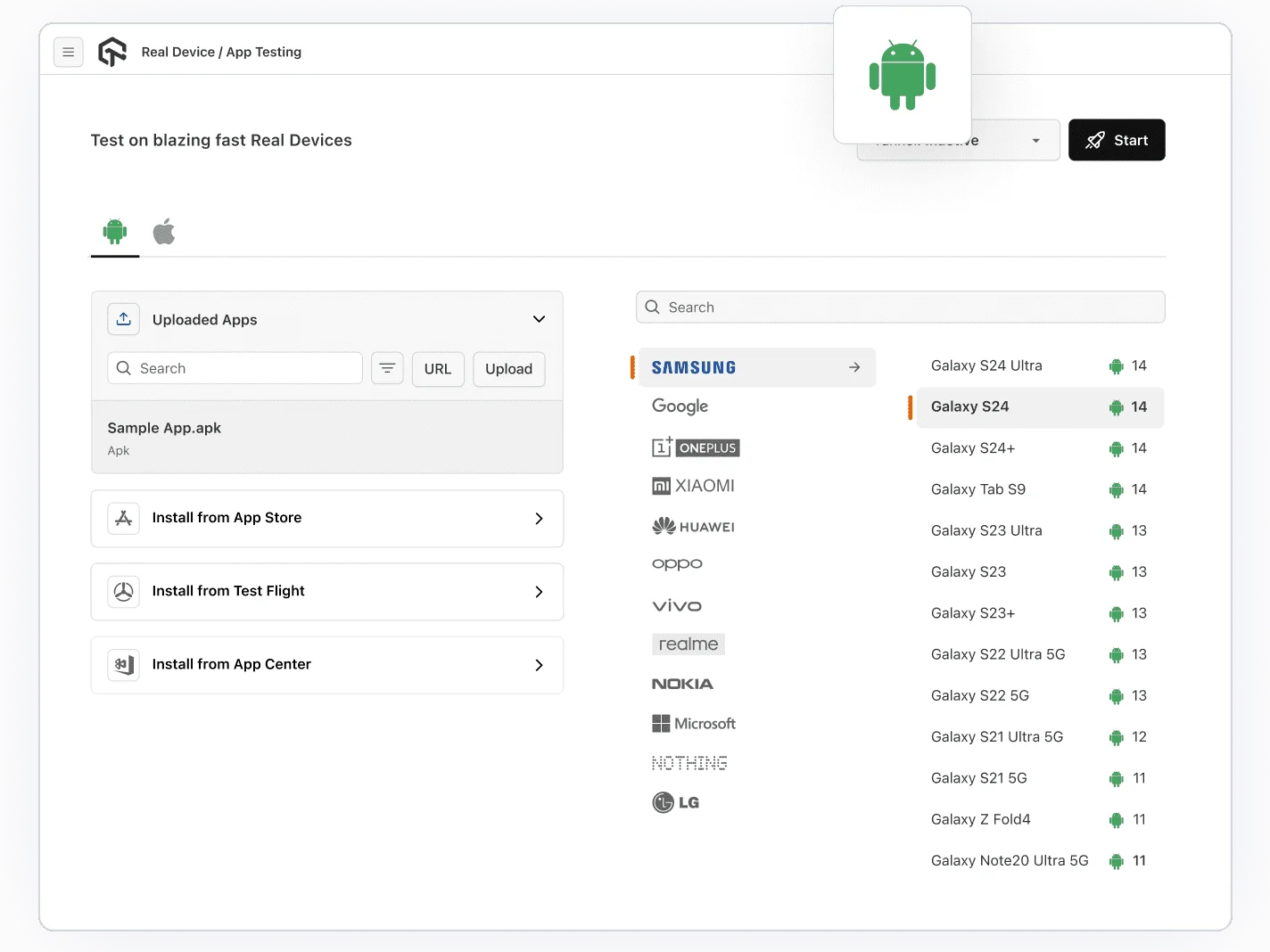 Native App Testing on Real Android Devices