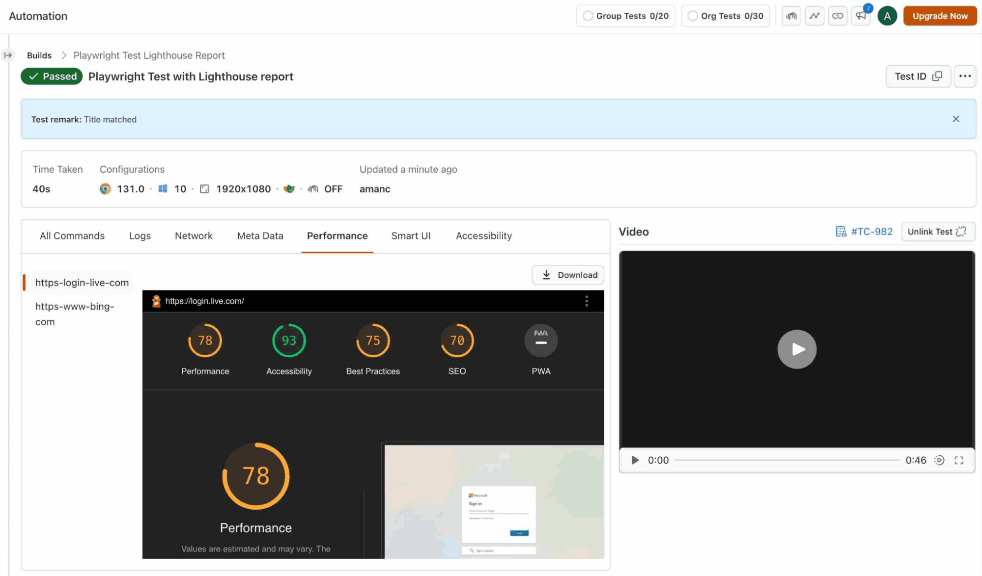 Generate Playwright Lighthouse Reports in HyperExecute