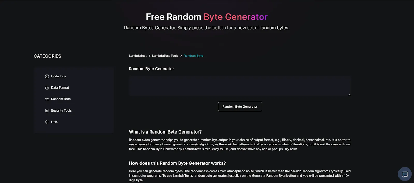 Random Byte Generator
