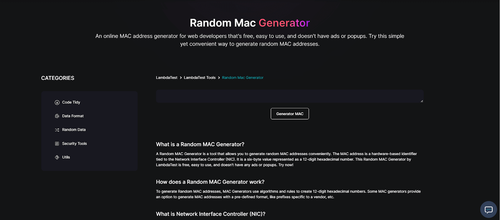 Random MAC Generator Random MAC Generator
