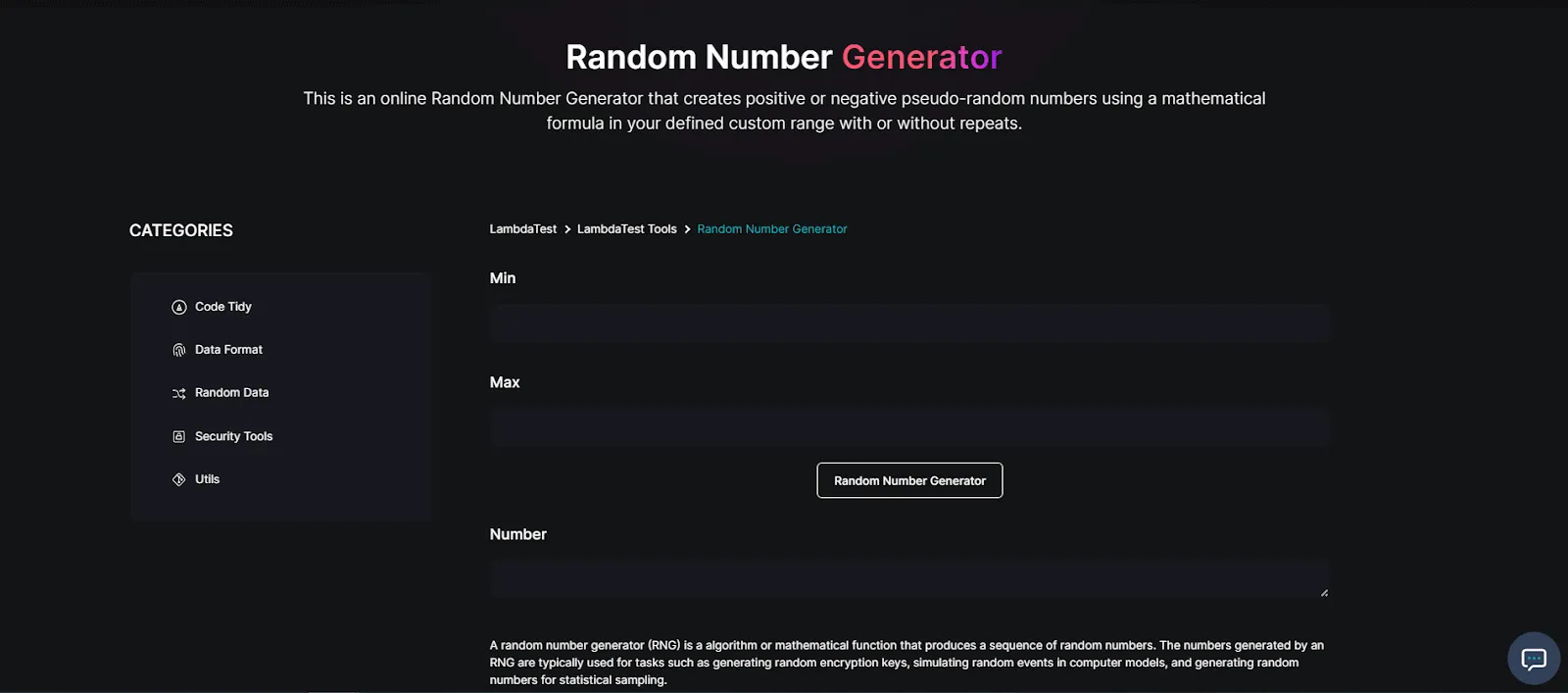 Random Number Generator