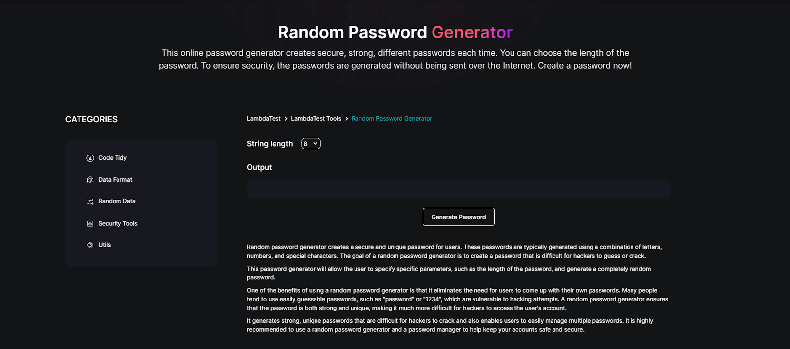 Random Password Generator Random Password Generator