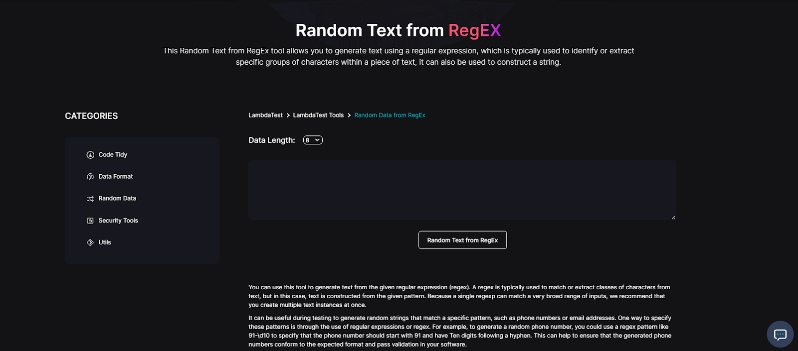 Random Text from RegEx Random Text from RegEx