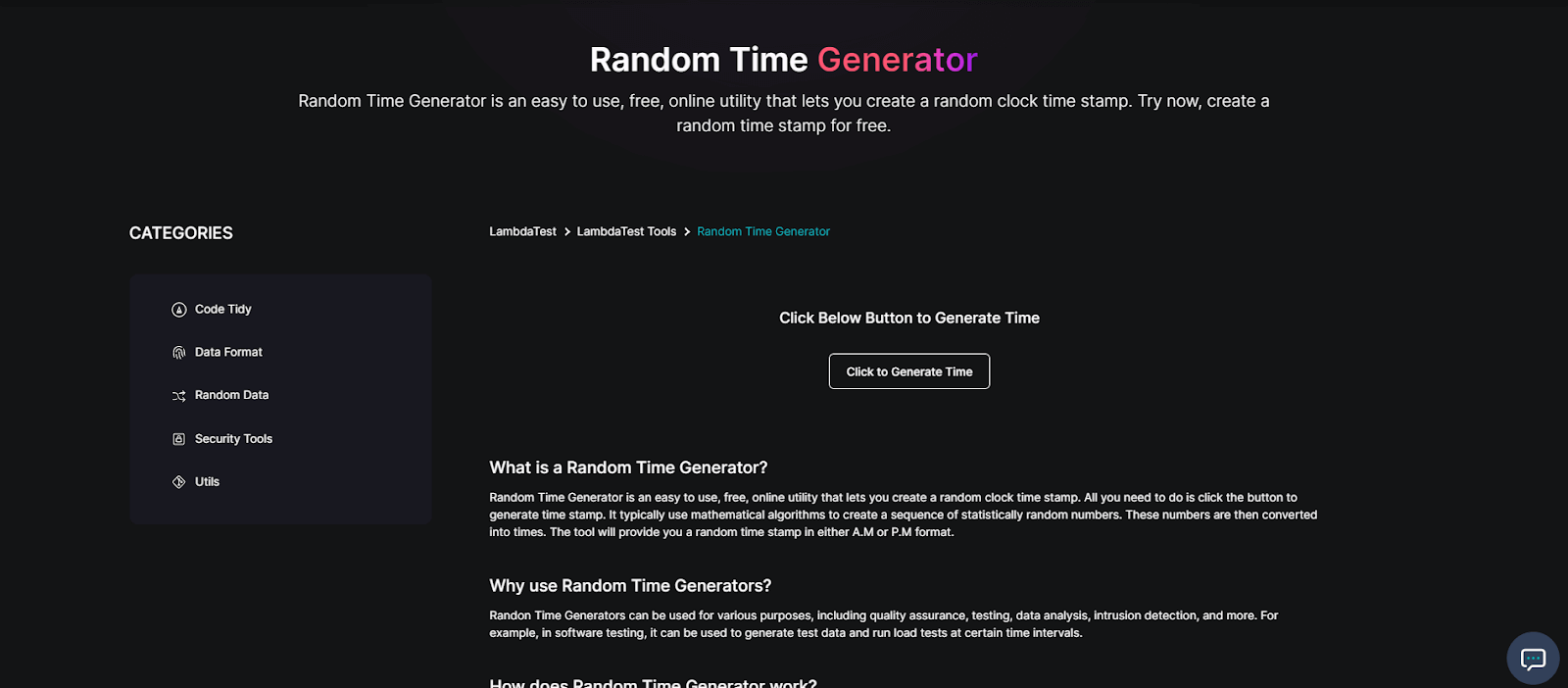 Random Time Generator Random Time Generator