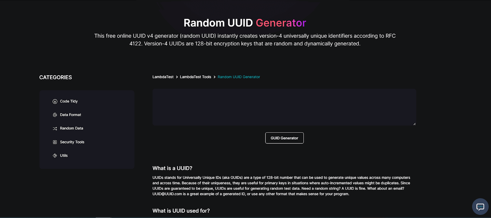 Random UUID Generator Random UUID Generator