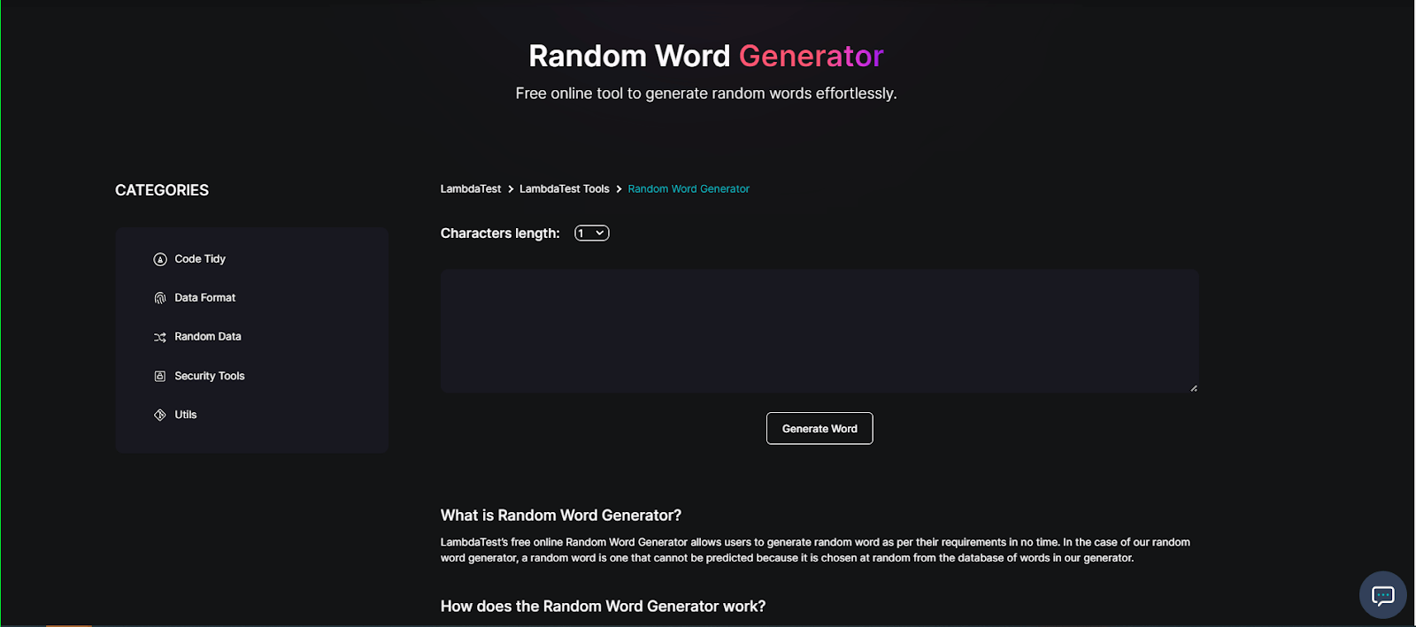 Random Word Generator Random Word Generator