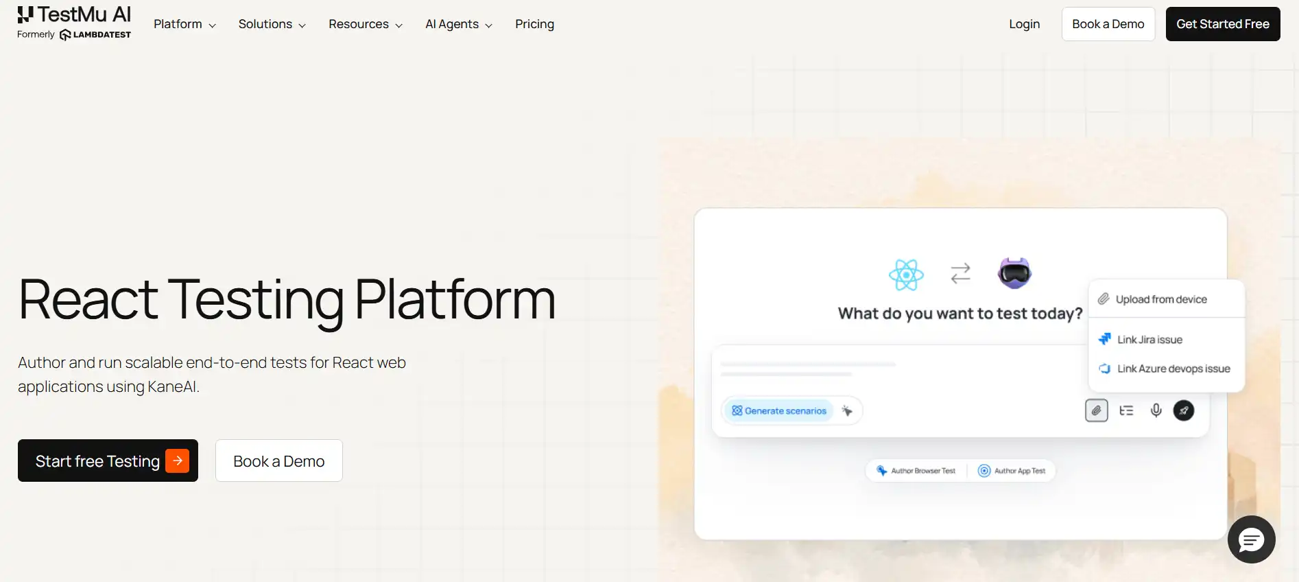 TestMu AI platform for cross-browser and cross-device React testing