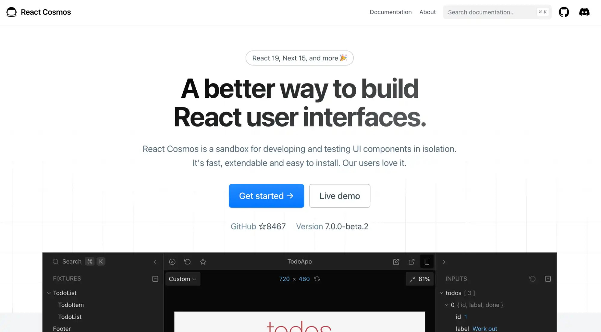React Cosmos component sandboxing and state-based testing