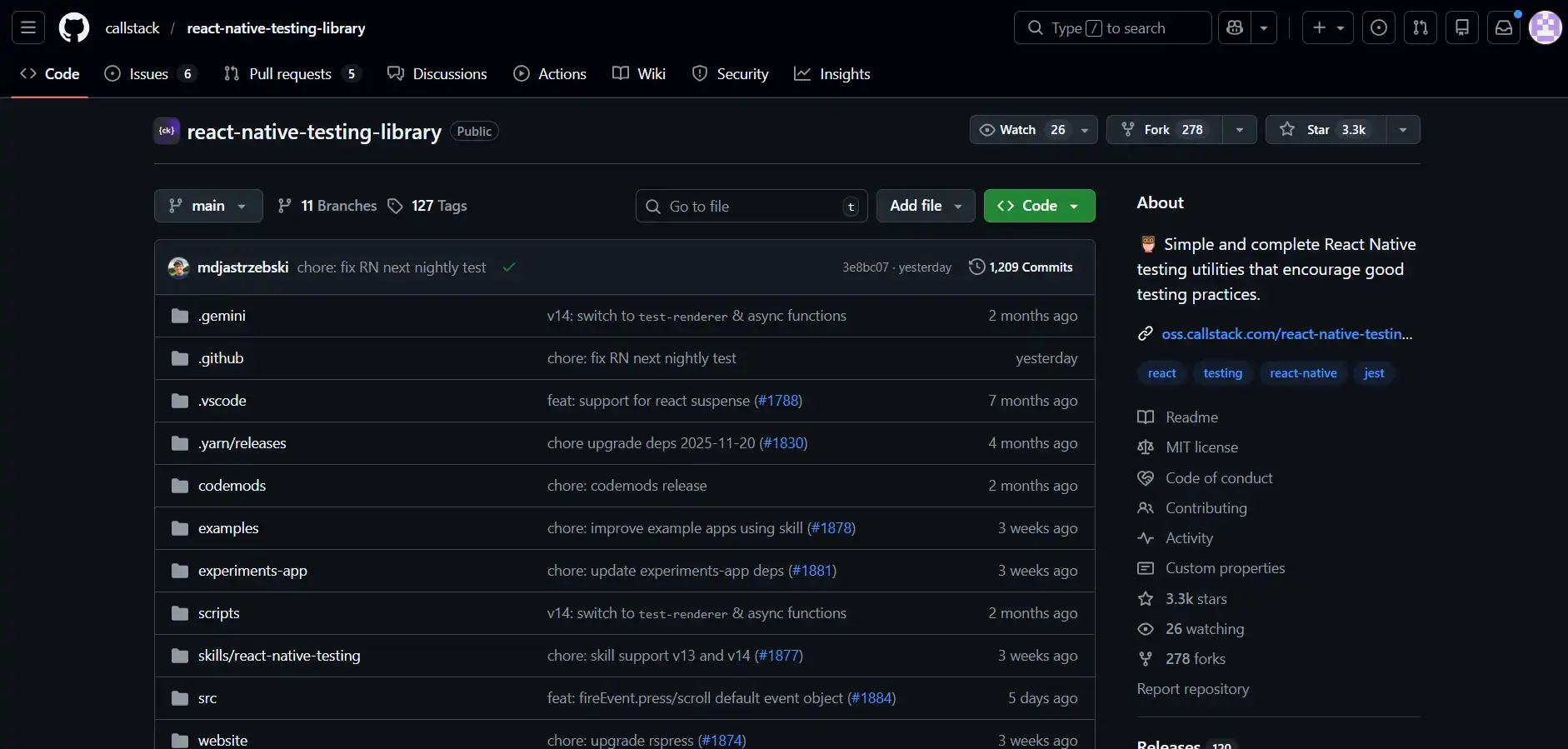 React Native Testing Library mobile component testing