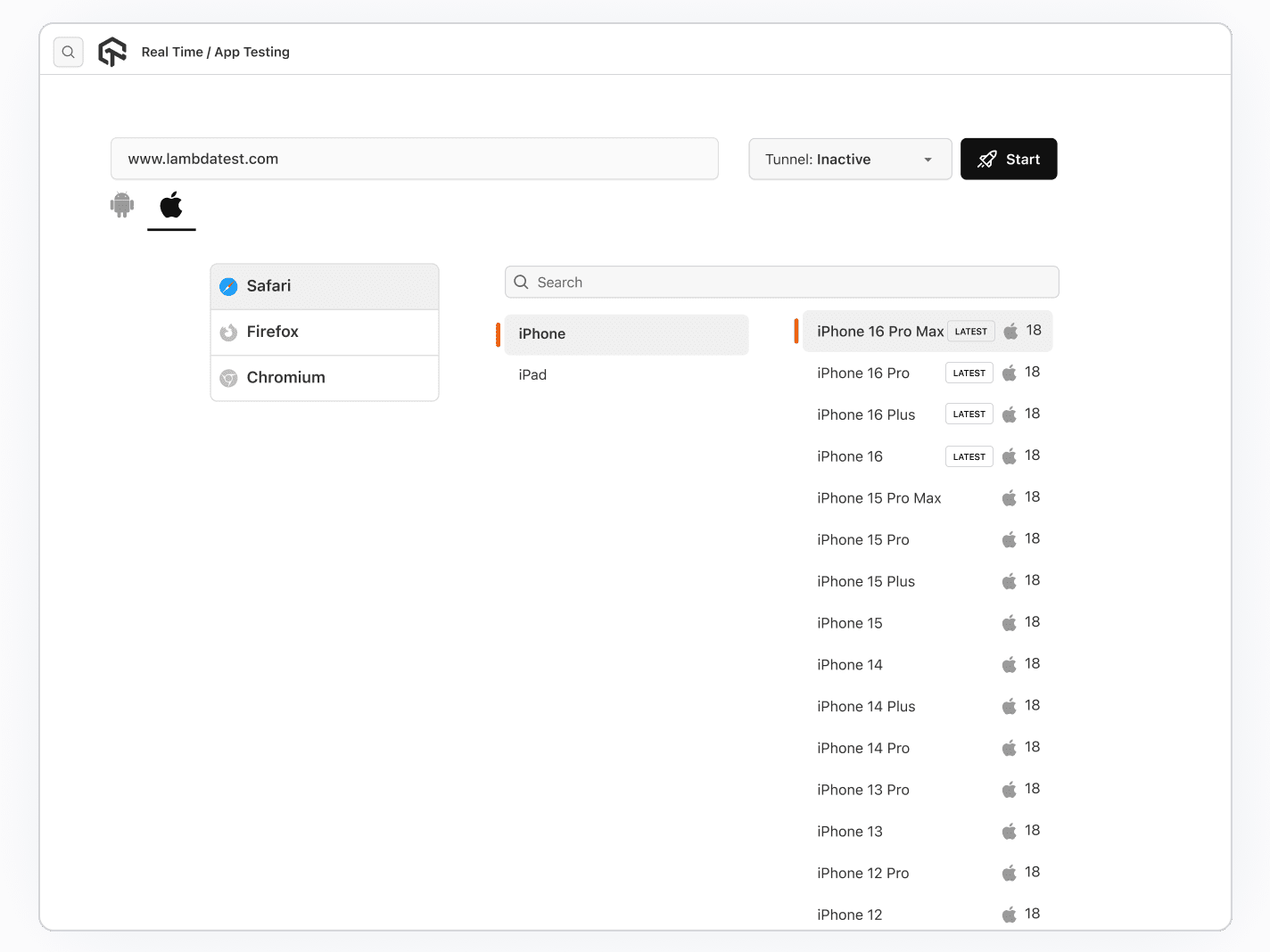 Native App Testing on iPhone 7 Plus Simulator