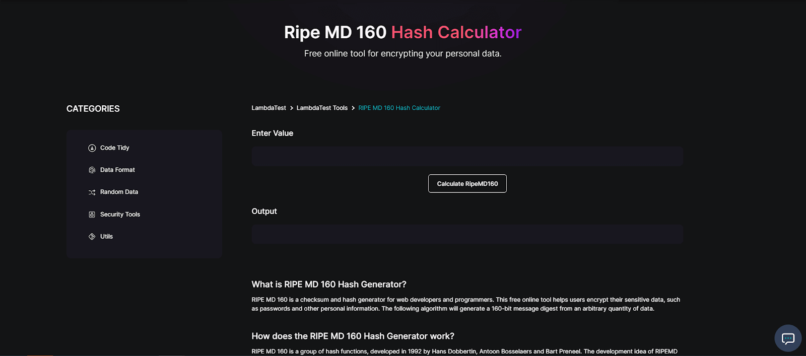 RIPEMD160 Hash Calculator RIPEMD160 Hash Calculator