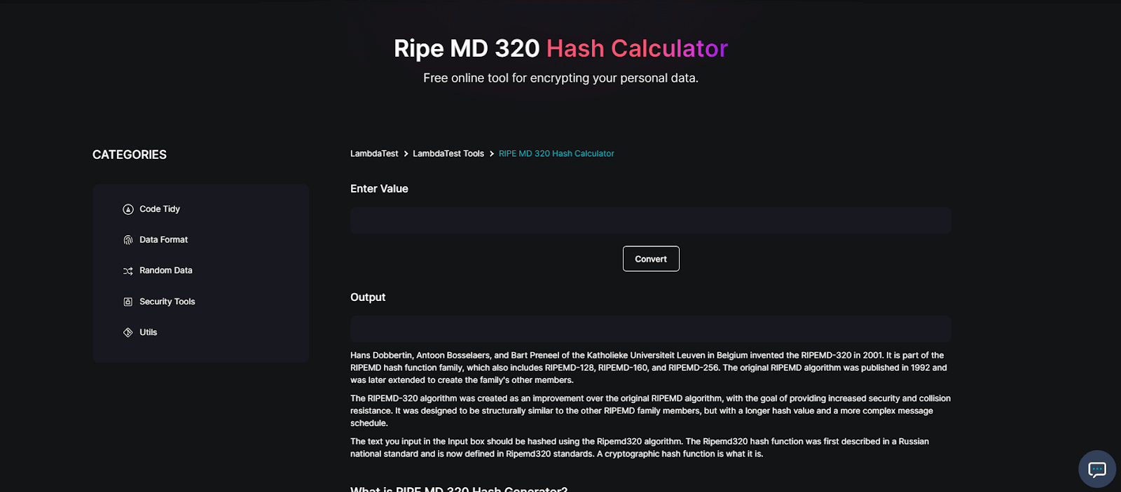 RIPEMD320 Calculator RIPEMD320 Calculator