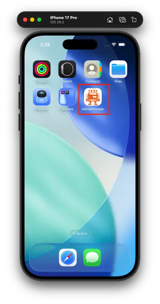App icon visible on iOS Simulator home screen after installation