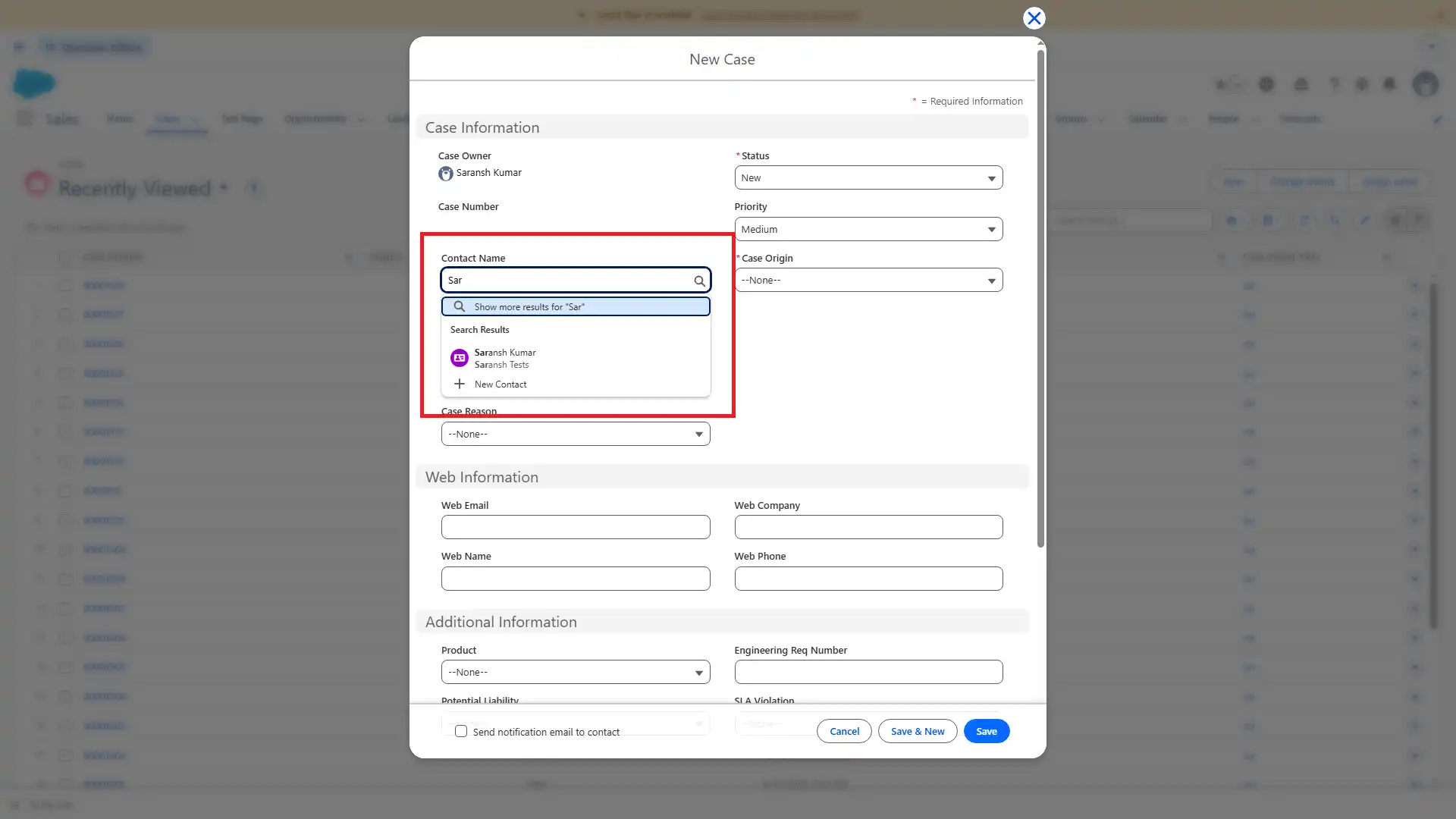 Search & Select Name in the Field