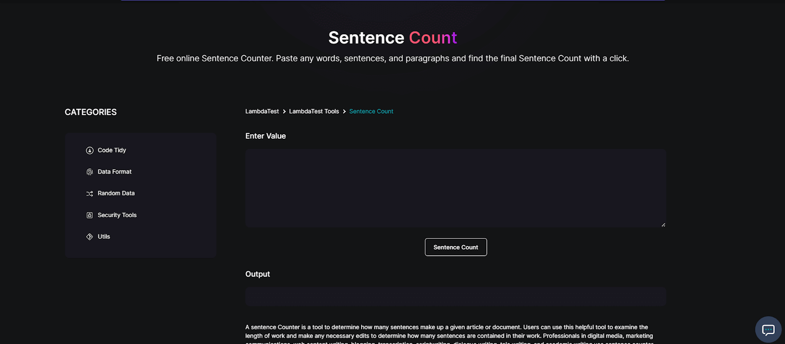 sentence count sentence count