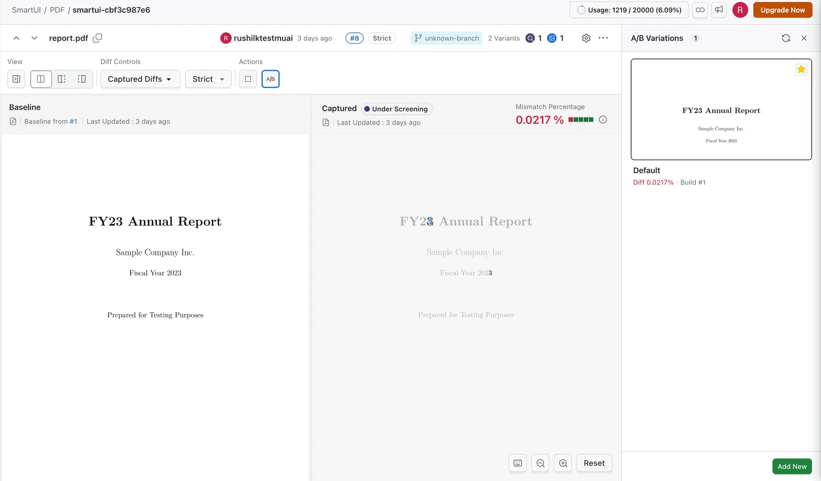 Keep multiple baselines with SmartUI A/B testing