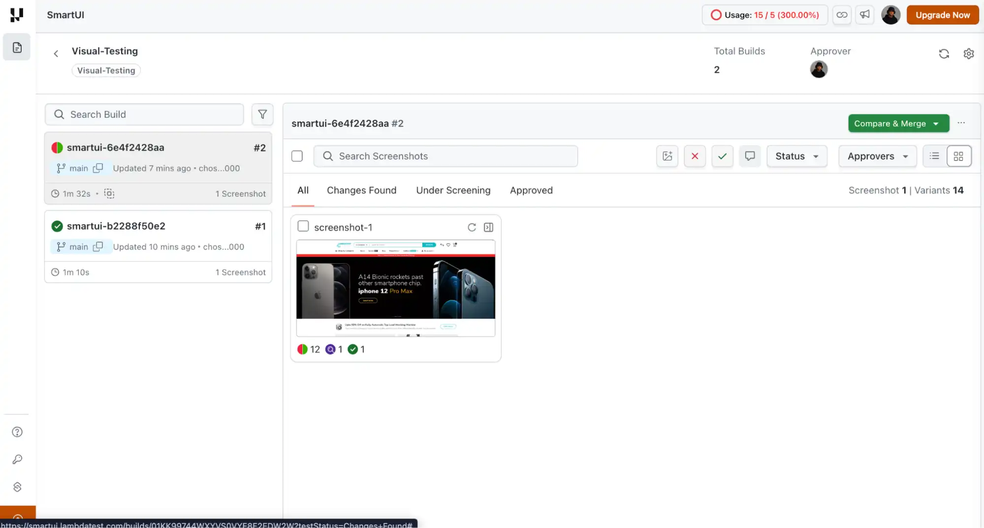 SmartUI Comparison View
