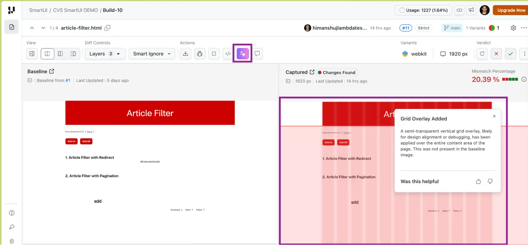 SmartUI Root Cause Analysis