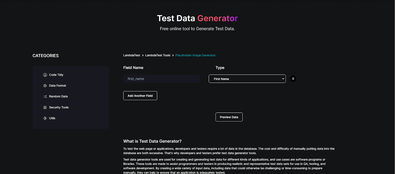 Test Data Generator Test Data Generator