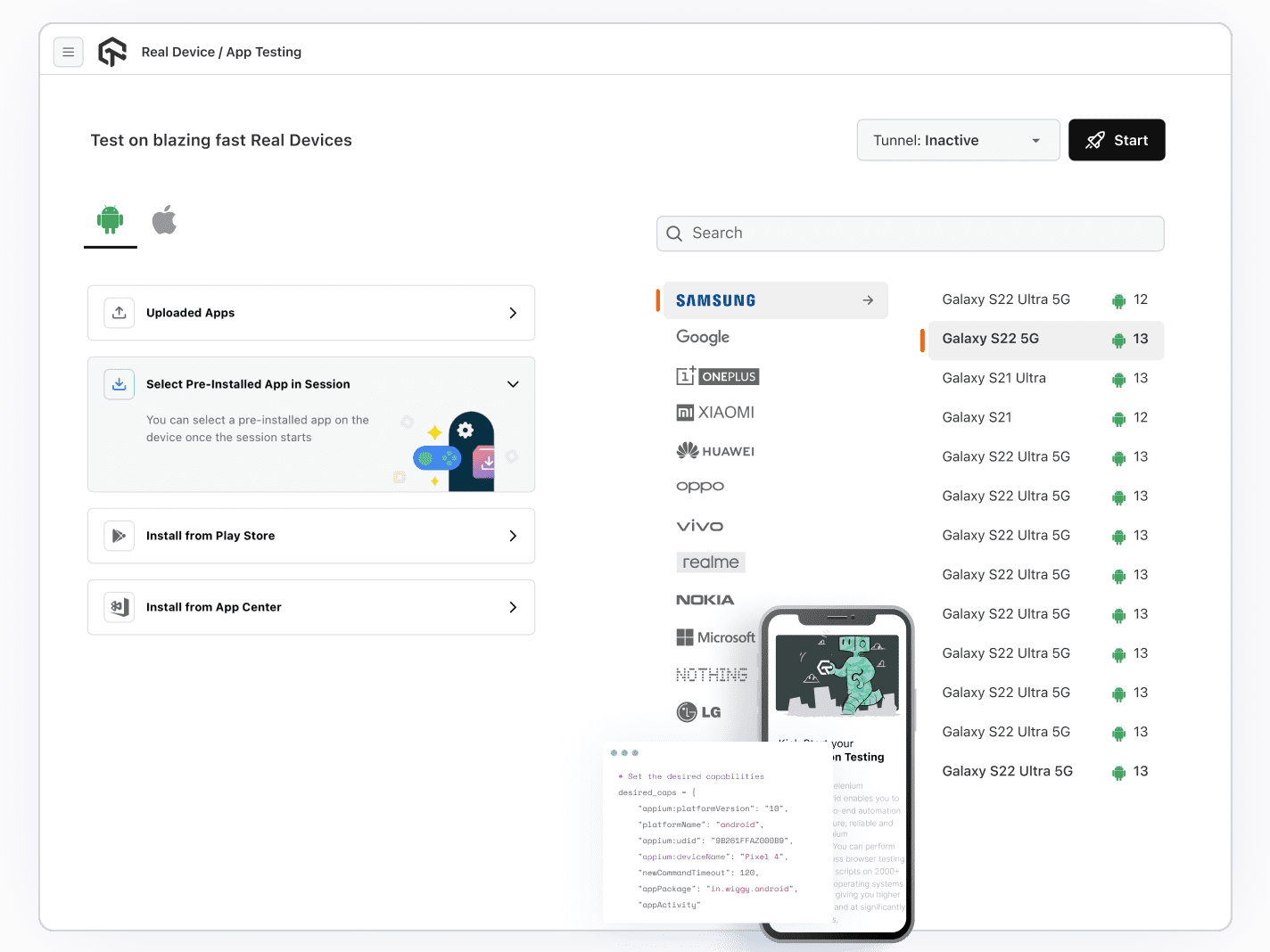 Test on Private Real Device cloud