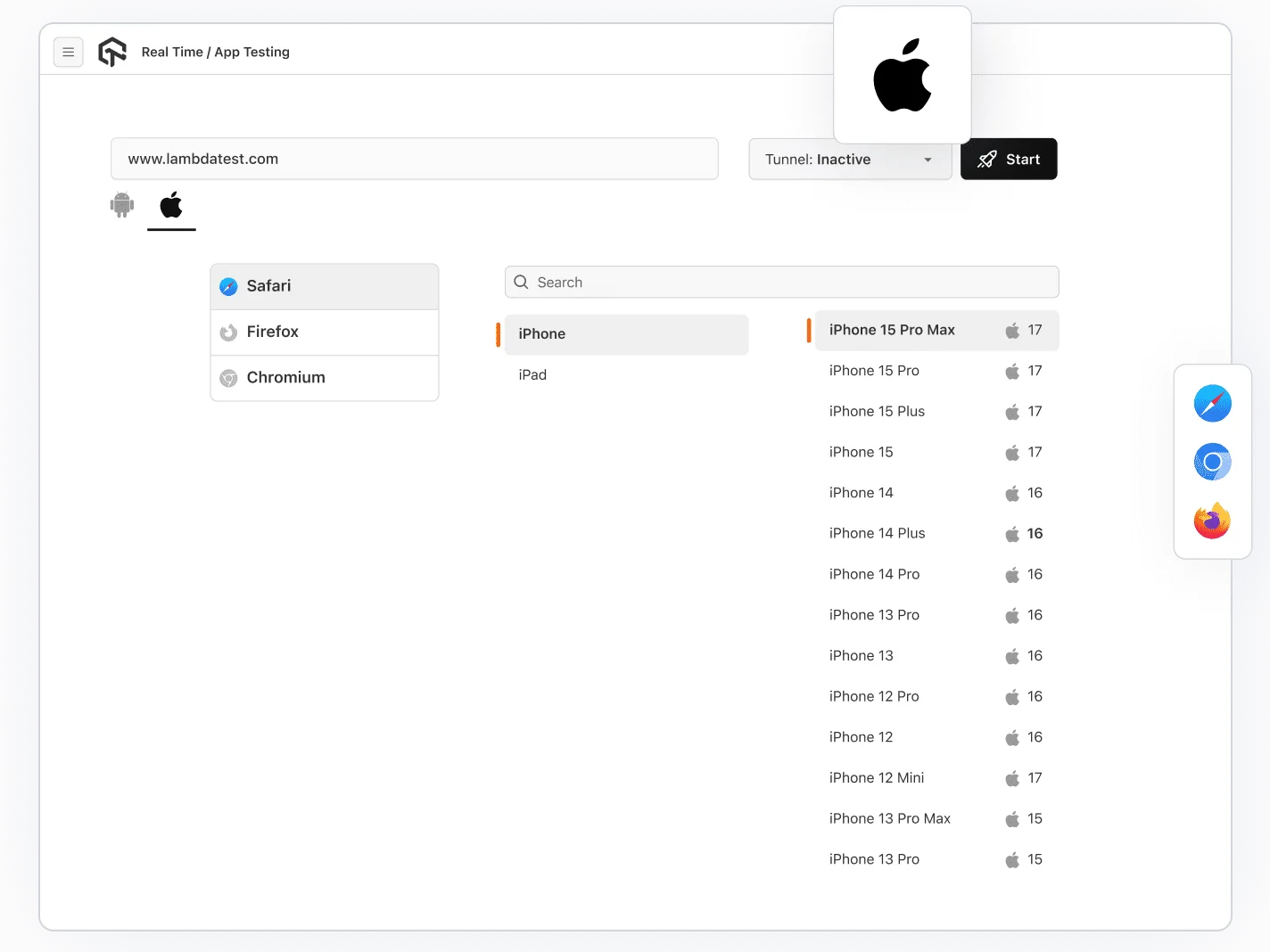 Test On Real Safari, Chromium, And Firefox Browsers Test On Real Safari, Chromium, And Firefox Browsers